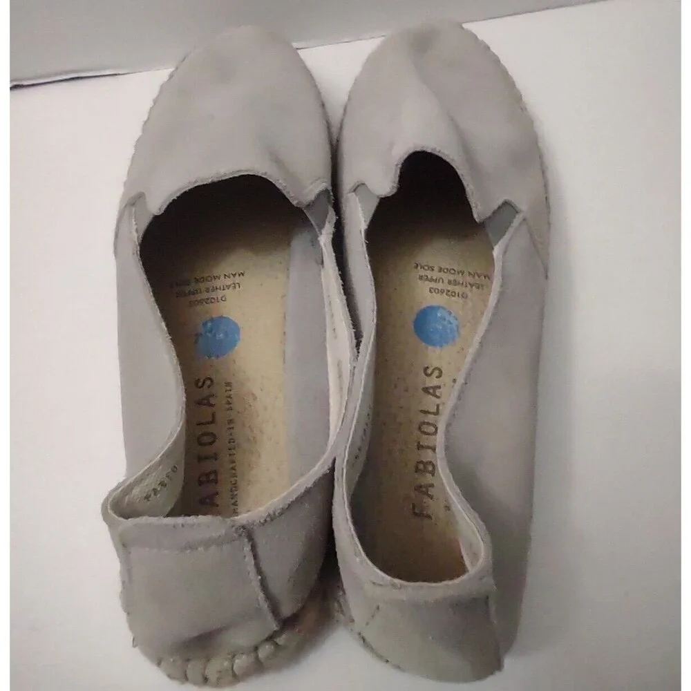 Fabiolas Women's Espadrille Slip On Shoe 38/US 7.5 Gray Suede Platform Loafer